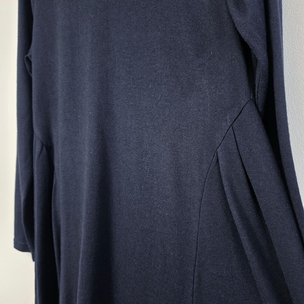 Lintico Navy Wool Sculpted Pleats Turtleneck Midi Shift Dress XXL Briar - Picture 8 of 9